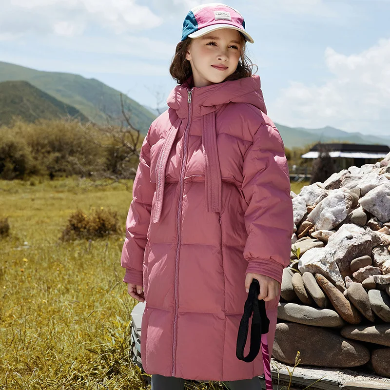 

OLEKID 2025 Winter Down Jacket For Girl White Duck Down Thick Long Teen Girl Jacket Coat 5-12 Years Kids Parka Outerwear Coat
