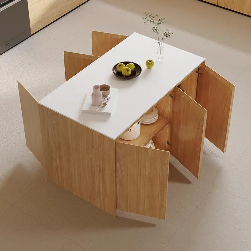 Kitchen island, separate double-sided operation table for cooking, light luxury rock slab bar counter for solid wood restaurant