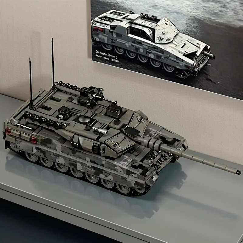 Military Tank Technic Building Blocks, Functional Wheels & Turret, Collectible STEM Toy for Enthusiasts