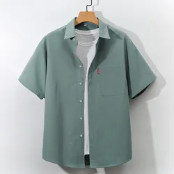 Men's Short Sleeved Shirt Korean Youth Fashion Minimalist Top Summer Daily Work Casual Shirt Men Clothing