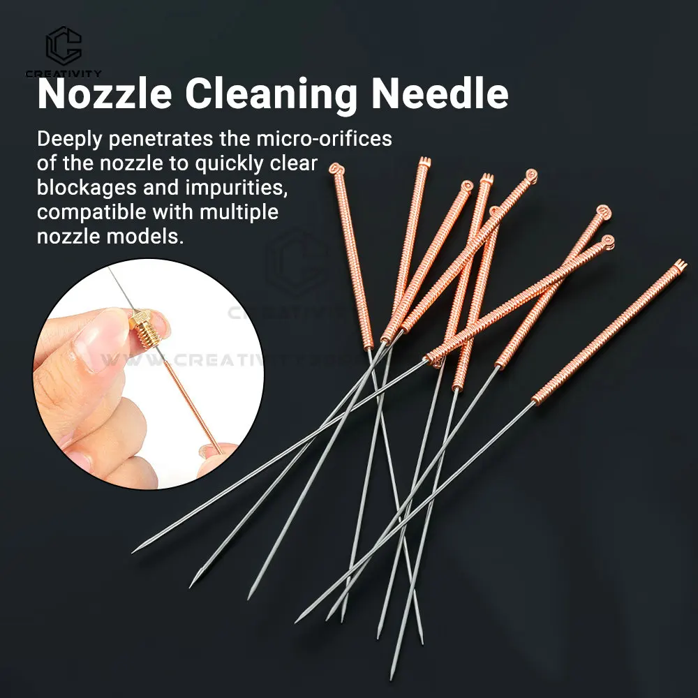 

10Pcs 0.2-0.8mm Cleaning Needle for 3D Printer Nozzle Bendable Stainless Steel Needle Special Drill Cleaner & Acupuncture Tools