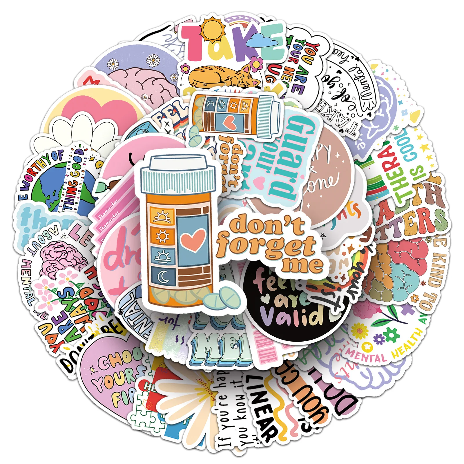 50PCS Mental Health Stickers Graffiti Stickers DIY Diary Phone Case Handmade Scrapbook Aesthetic Stickers image 5