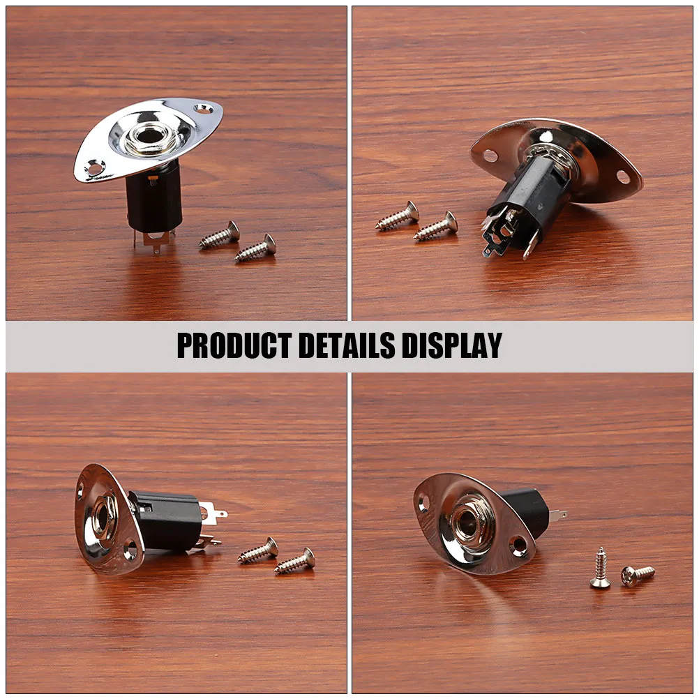 1Set Guitar Endpin Plug Metal Threaded Stereo Output Jack Socket Electric Guitar Supply Replacement Part Accessory