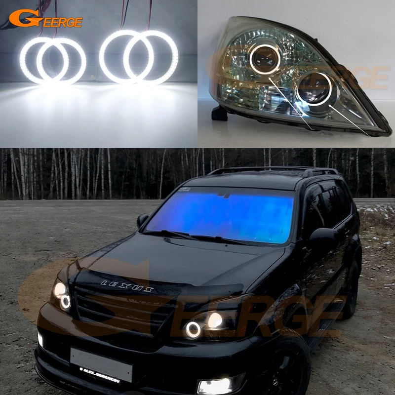 

For Lexus GX 470 GX470 J120 2003 2004 2005 2006 2007 2008 2009 Ultra Bright SMD LED Angel Eyes Halo Rings Kit Day Light