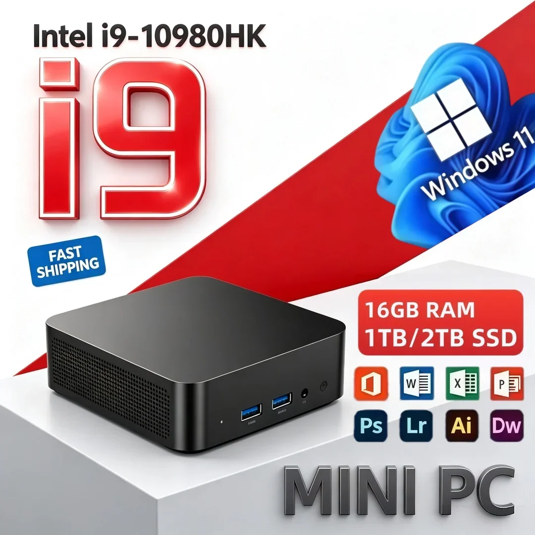 Intel Core i9-10980HK Ultra Fast 2026 Mini PC WIFI 6 BT5.2 Gaming Computer Windows 11 16GB RAM 1TB 2TB SSD