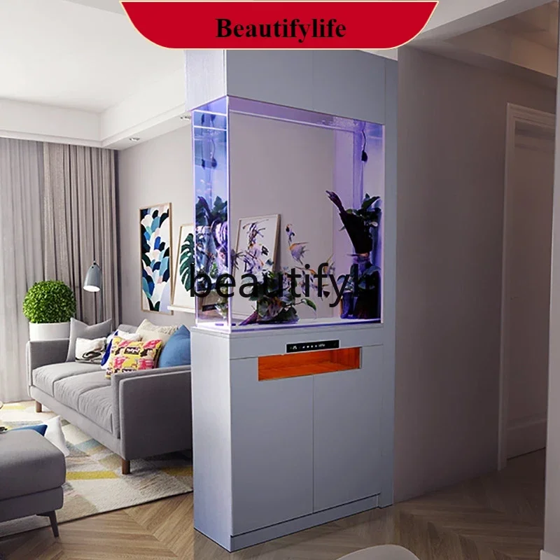 

The entrance is simple and modern light luxury partition cabinet, screen shoe cabinet integrated fish tank A
