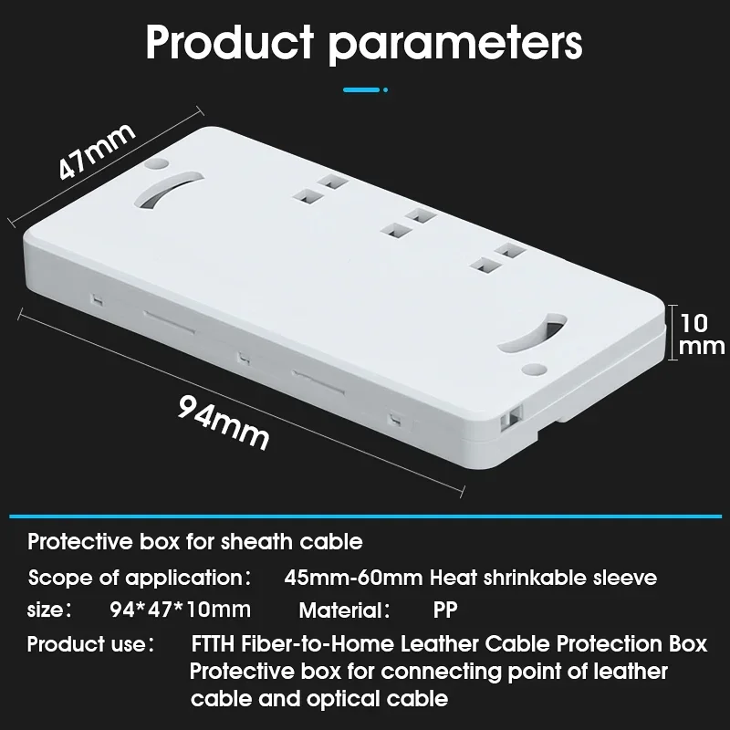 10pcs Drop Cable Protection Box Optical Fiber Protection Box Heat Shrink Tubing To Protect Fiber Splice Tray 2 Into 2 Out