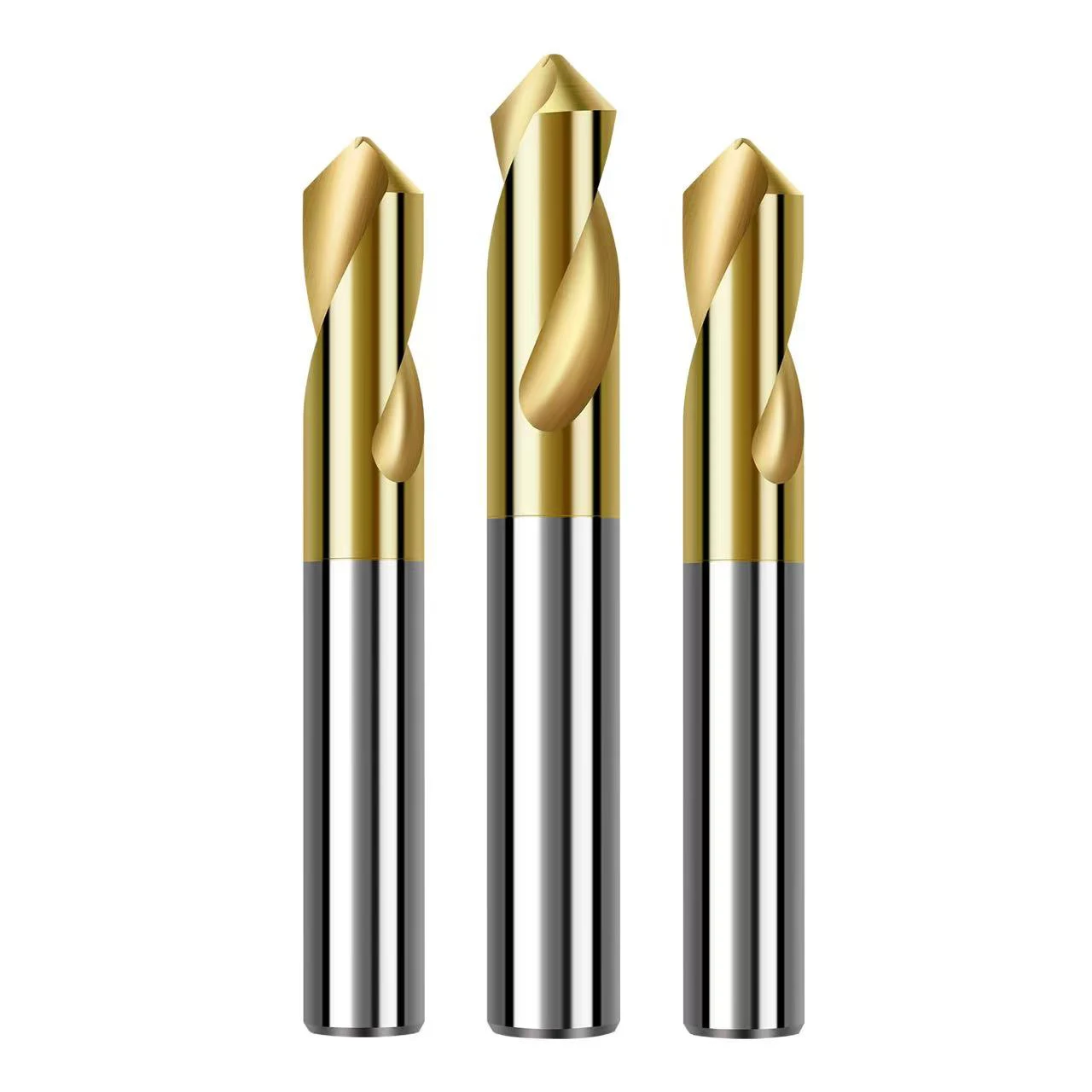 Bild 6: Gradbohrer mit Kobaltanteil und Titanbeschichtung, Zentrierbohrer, Positionierbohrer, verlängerter Fixpunktbohrer, Fasenschneider