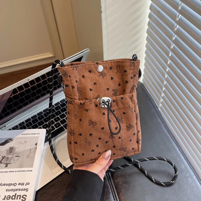 

Элегантная вельветовая сумка для телефона с бантом, хит продаж 2024, плиссированная сумка через плечо для женщин, многофункциональная женская маленькая сумка на плечо