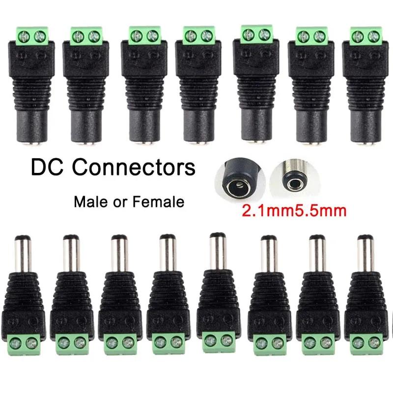 5pairs 10pairs DC 12V Male Female Connector 2.1mm*5.5mm Power Jack Adapter Plug Led Connectors For CCTV Camera Router LED Strip