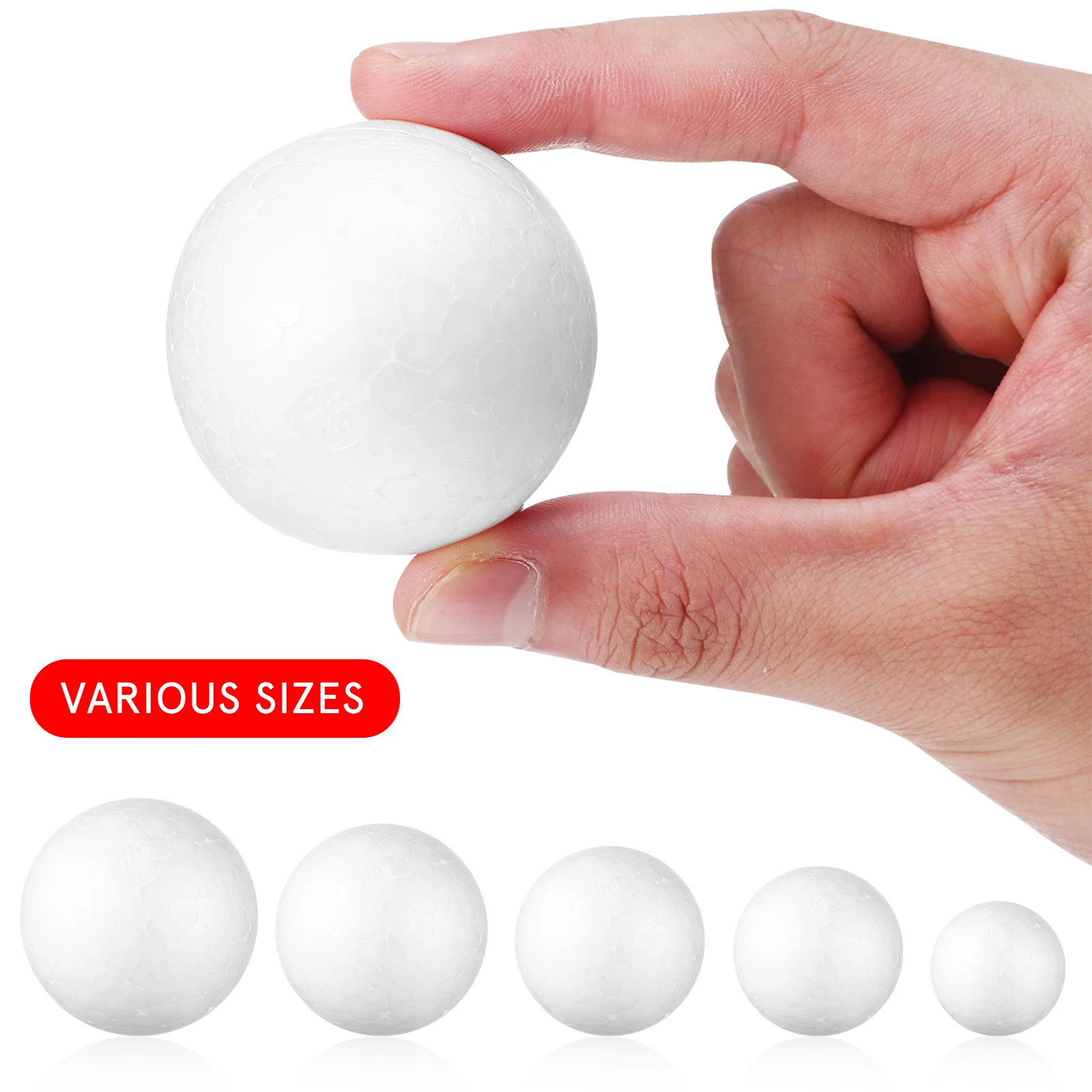 260 Pcs Polystyrene Round Balls Foam Blocks Craft Supplies Cake Dummies White Plastic DIY