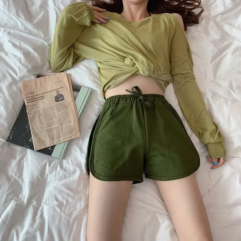 Pantaloncini da corsa fitness per donna Sport Palestra Vita alta Sport Larghi giovanili da indossare Pantaloni corti da donna caldi estetici Y2k Harajuku