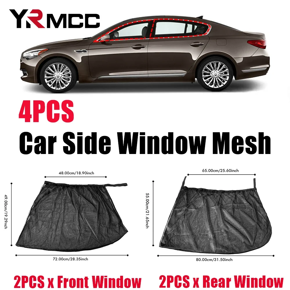 1/2/4PCS Car Sun Shade Kit SUV Window Anti-mosquito Meshs Mosquito Curtain Cover Auto Front Rear Side Window Covers Sunshade Net