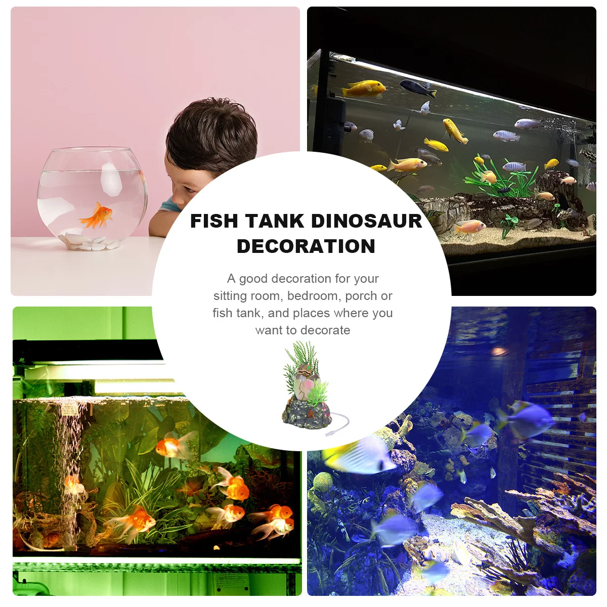 

Fish Tank Decoration Resin Aquarium Air Bubble Dinosaur Fish Hiding Shelter Oxygen Pump Ornament Aquarium Ornament
