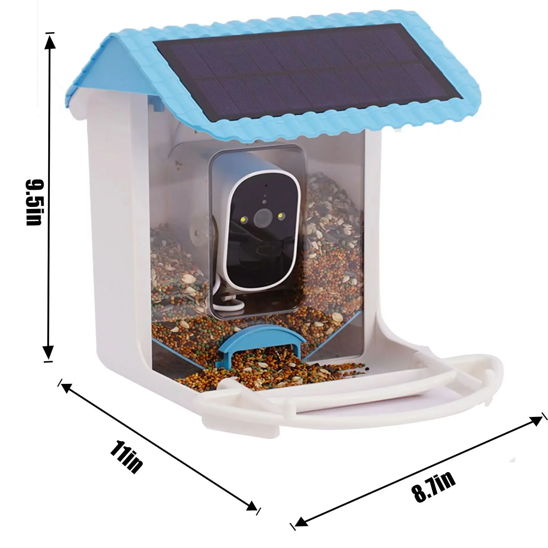 Smart Automatic Bird Feeder Outdoor Bird Feeder With 3.7W Solar Cell Camera