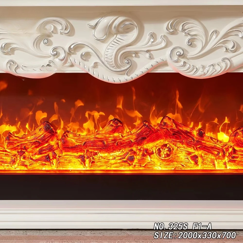 Realistic Indoor TV Stand with LED Electric Fireplace Wood Flame Mantel 325S F1-A for Household Hotel Use in English Operating