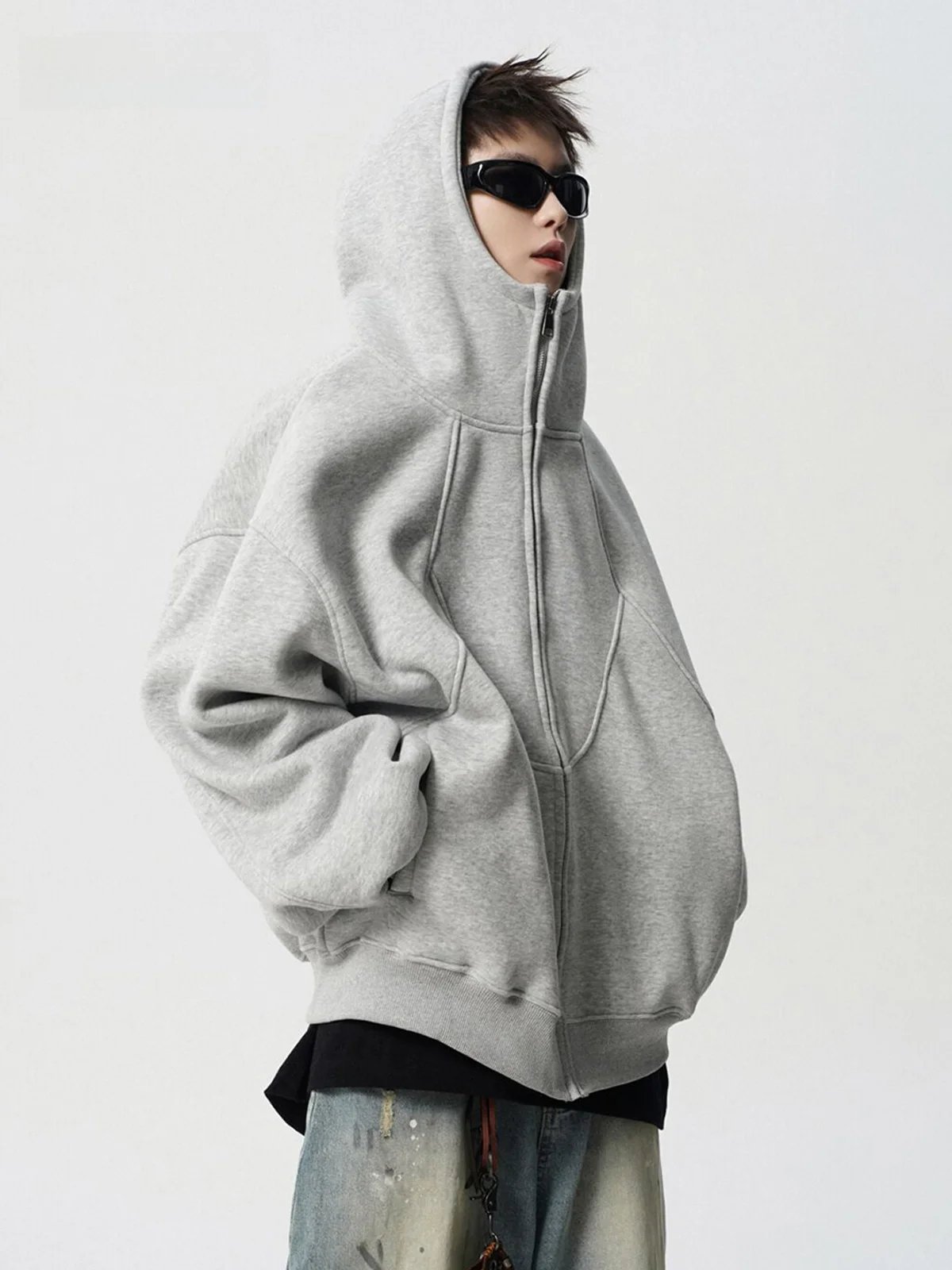 American Heavyweight Deconstructed Hoodie Men's Fashion Brand Design Splicing Sweatshirt High Street Versatile Couple's Hoodie