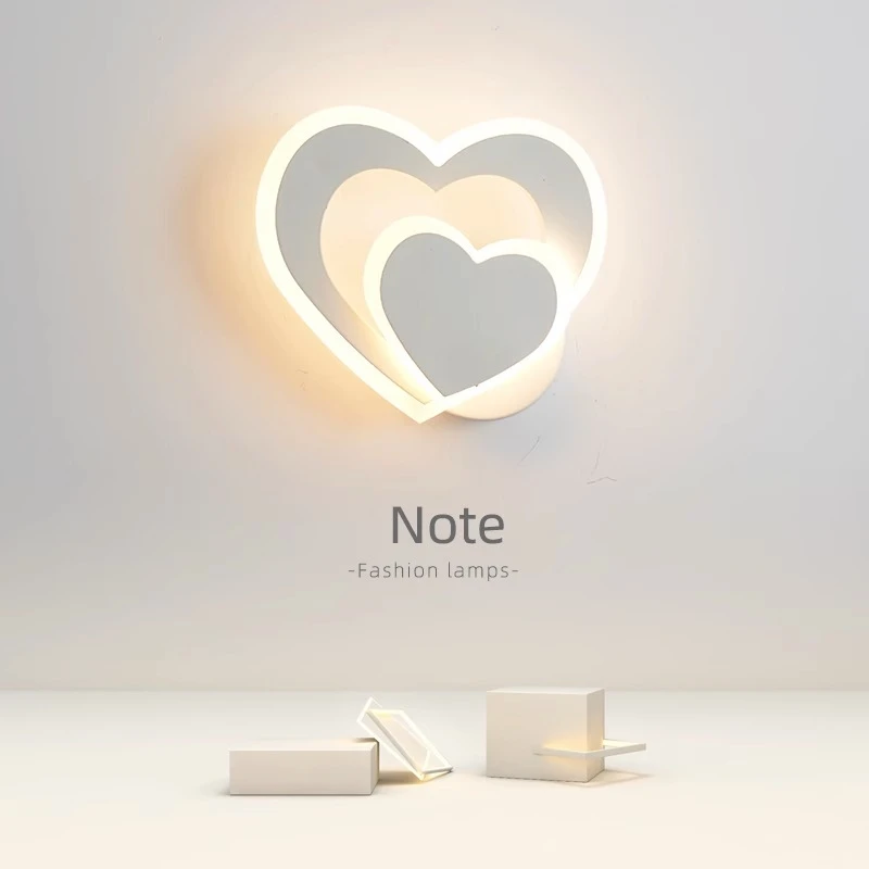 LED heart-shaped wall lamp, simple Nordic love wall lamp, creative bedroom, living room, corridor, background wall, bedside lamp