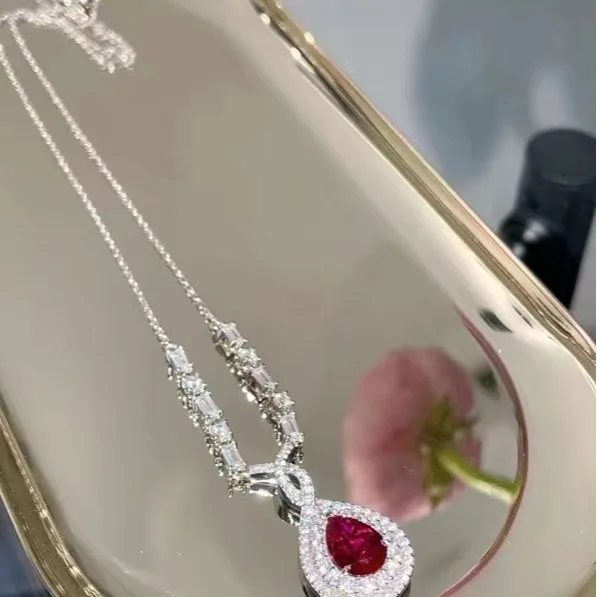 

Exquiste Ruby Pendant Necklace Small Elegant Designs S925 Sterling Silver Natural Gemstones Fine Jewelry For Women Daily Wear