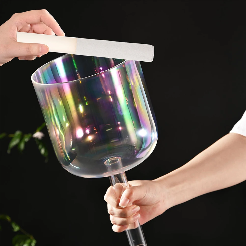 

2pcs Crystal Singing Bowl Mallet Acrylic Healing Stick Clear Musical Instrument Pyramid Hollow Therapy Meditation