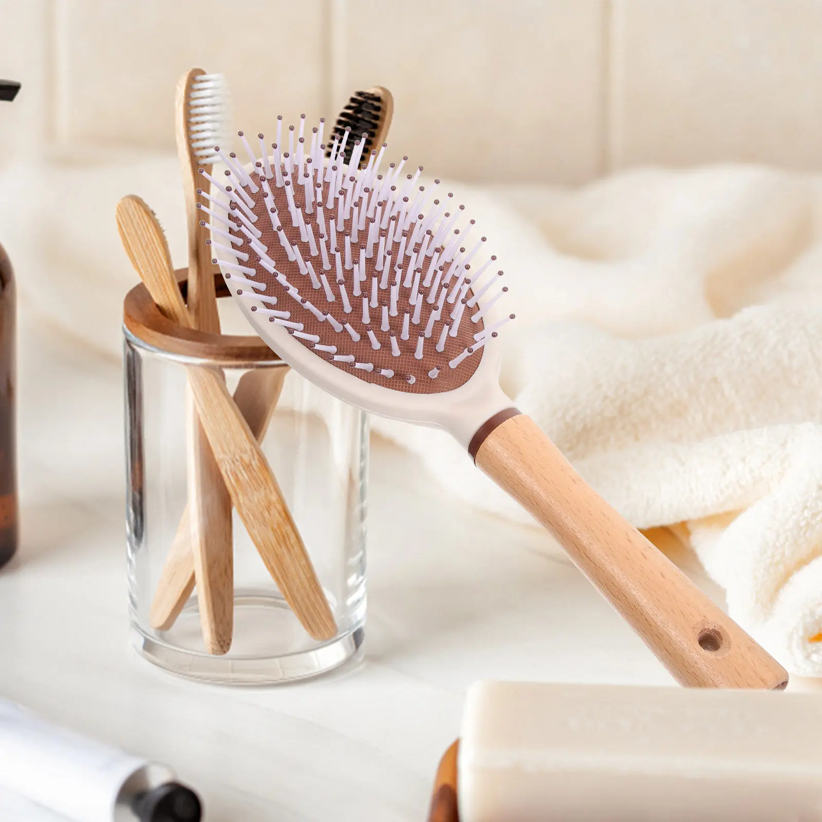 Large Paddle Hair Brush Wooden Plastic Detangling Massage Comb Lightweight Travel Hair Styling Tool Women Hairbrush