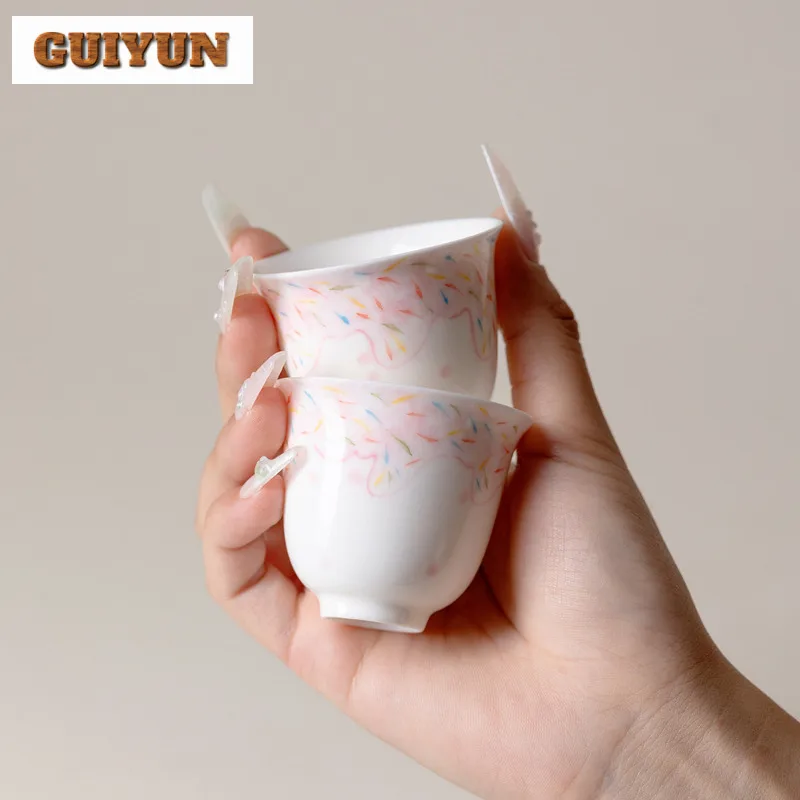 

2pc/lot Hand-painted Color Needle Sugar Retro Tea Bowl Teacup Mug Tea-tasting Meditation Cup Chazhan Master Cups Tea Items 55ml