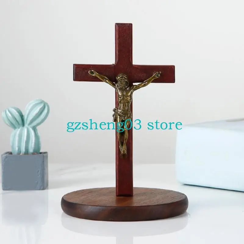 U75C Madera Crucifijo Croses pie Católico Crucifijo madera Jesús Cristo Cruces