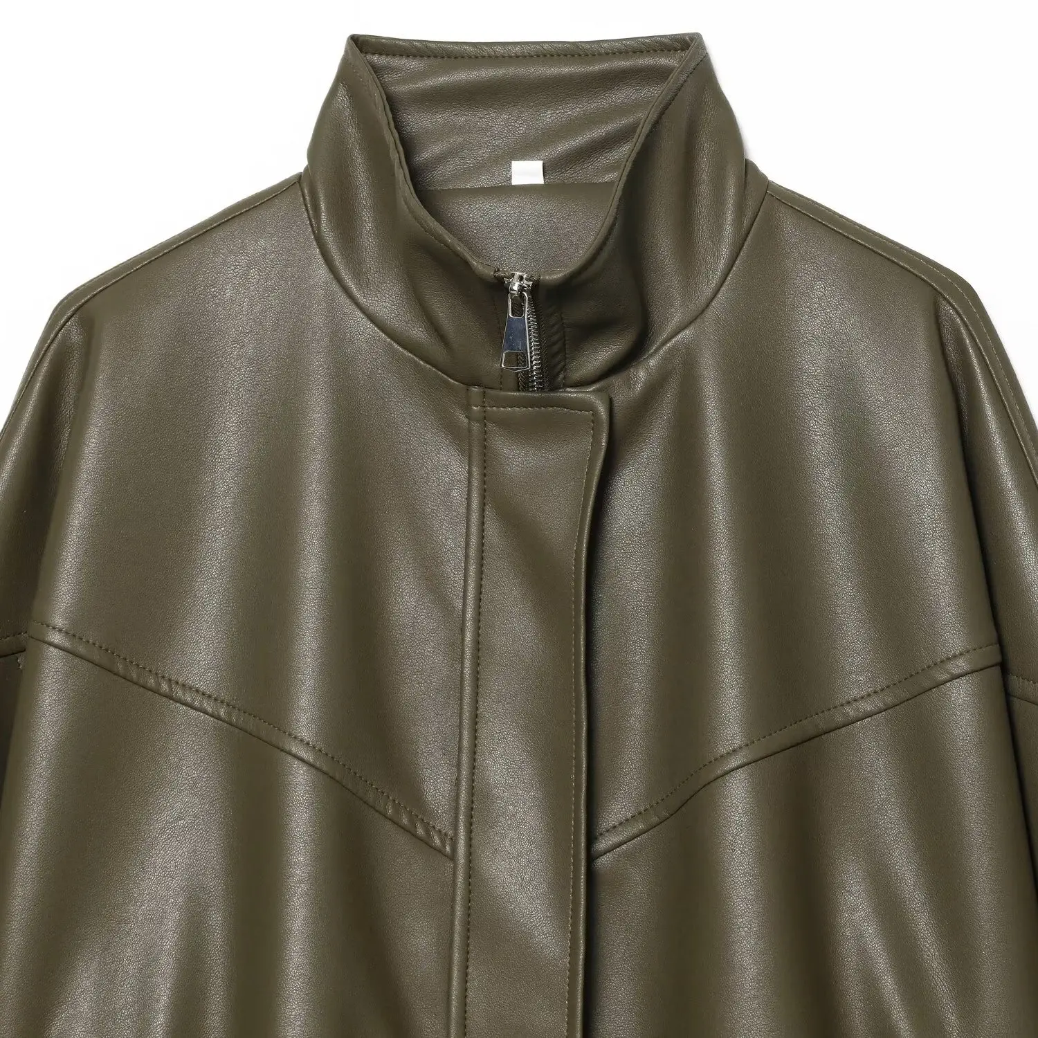 Faionable Stand Kraag Pilot Jaet Jas Dames Herfst Nieuwe Sle JNLEAOG 30027 PU Leer Lange Sve Ritssluiting