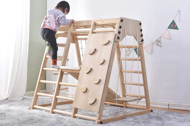 Wooden Climbing Frame Playground  Kids Indoor And Outdoor Wooden Gym Swing Combination Exercise Exercise Gym