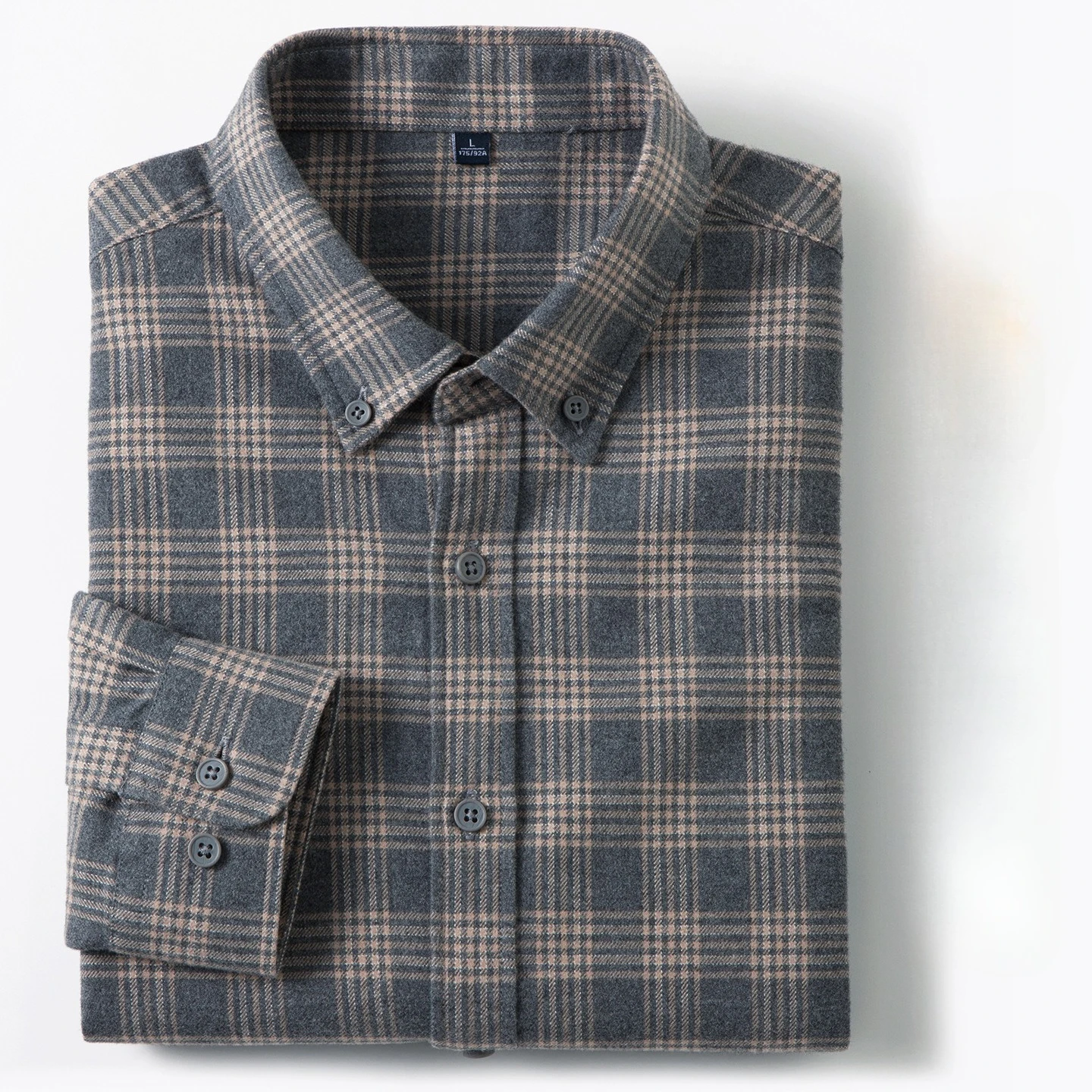 New in shirt plaid 100%cotton brushed long sleeve shirts for men slim fit casual tops hight quality designer vintage clothes