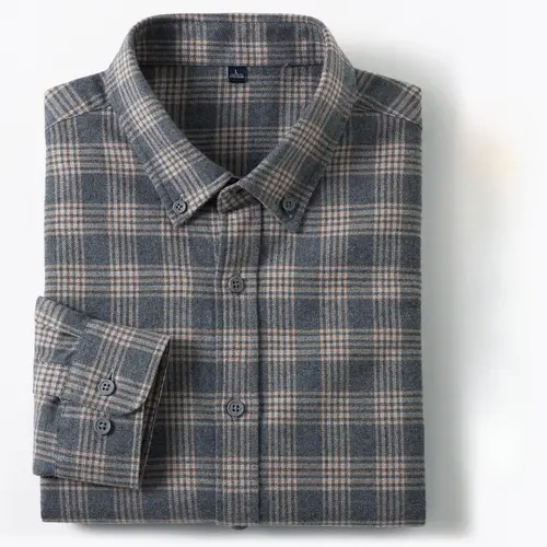 New in Shirt Plaid 100%Cotton Brushed Long Sleeve Shirts for Men Slim Fit Casual Tops High Quality Designer Vintage Clothes - Image 2