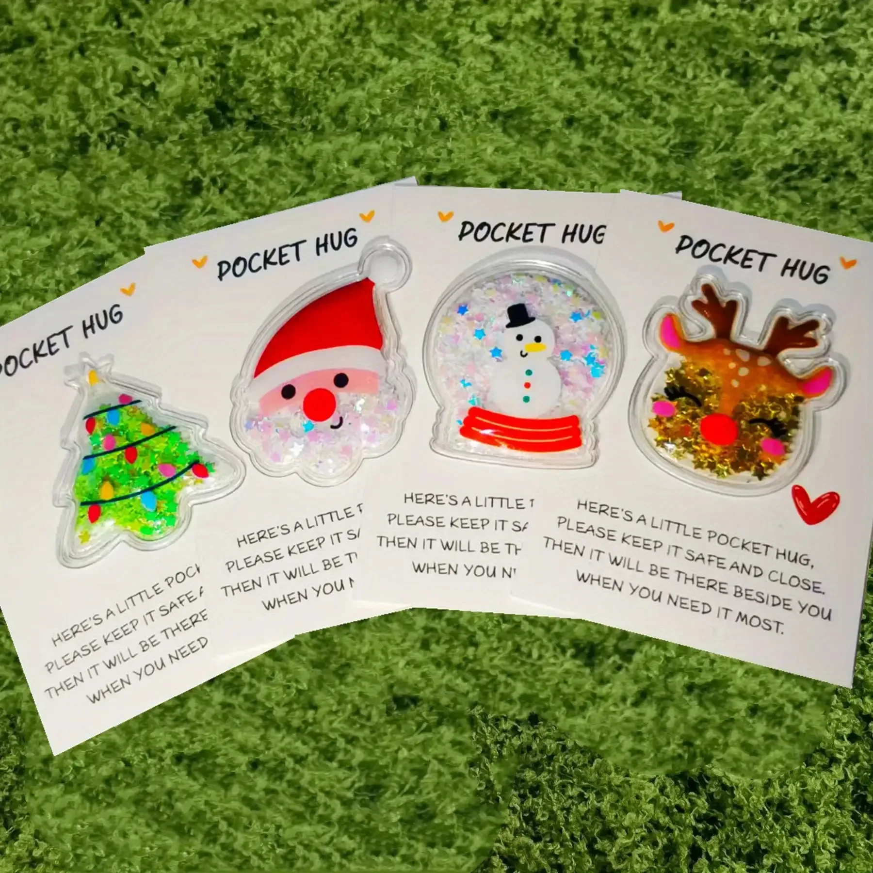 9 Pcs Quicksand Christmas Cards, Santa Claus, Christmas Trees, Reindeer, Snowman Designs, Pocket Cards For Parties Gift-Giving