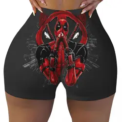 Custom Deadpool Superhero Biker Running Workout Shorts Women's Athletic Gym Yoga Shorts