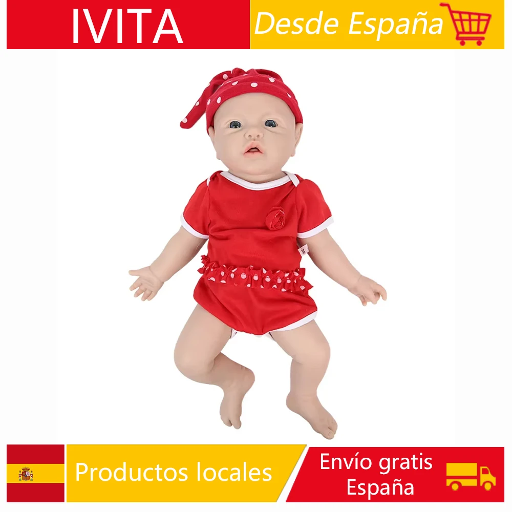 IVITA Versand aus Spanien: 100% Vollsilikon Reborn-Babypuppen, Lebensecht Bemalte Realistische Neugeborenen-Babypuppen Spielzeug – Detail 7