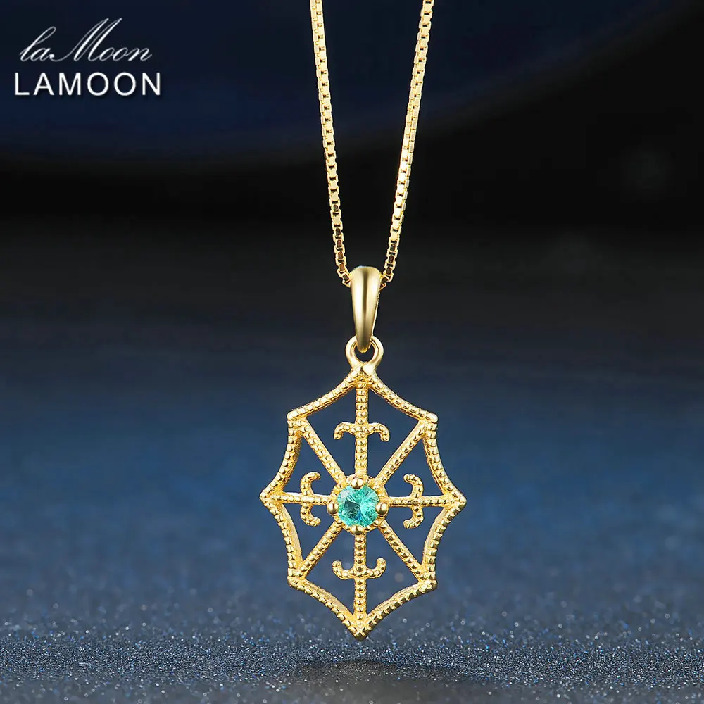 الطبيعية الخضراء الزمرد قلادة للجنسين مطلية بالذهب شبكة العنكبوت الأحجار الكريمة قلادة قلادة S925 صندوق مجوهرات سلسلة قلادة #3