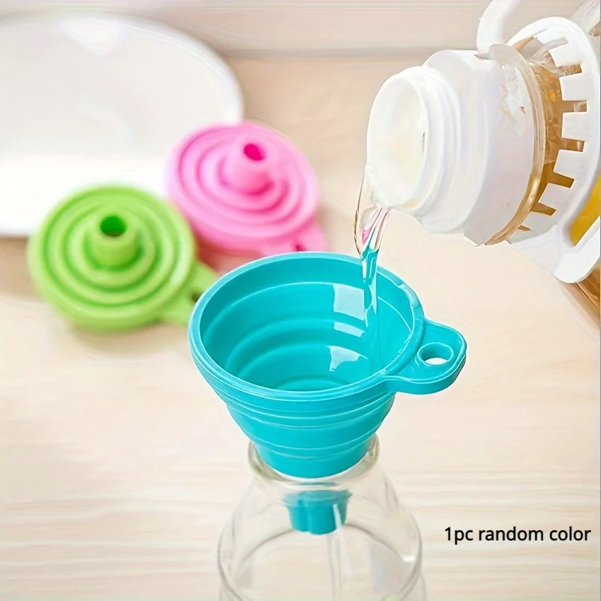 Random colo Foldable silicone funnel  suitable for kitchens and restaurants - for handling liquids, jams, beans. Pouring liquids