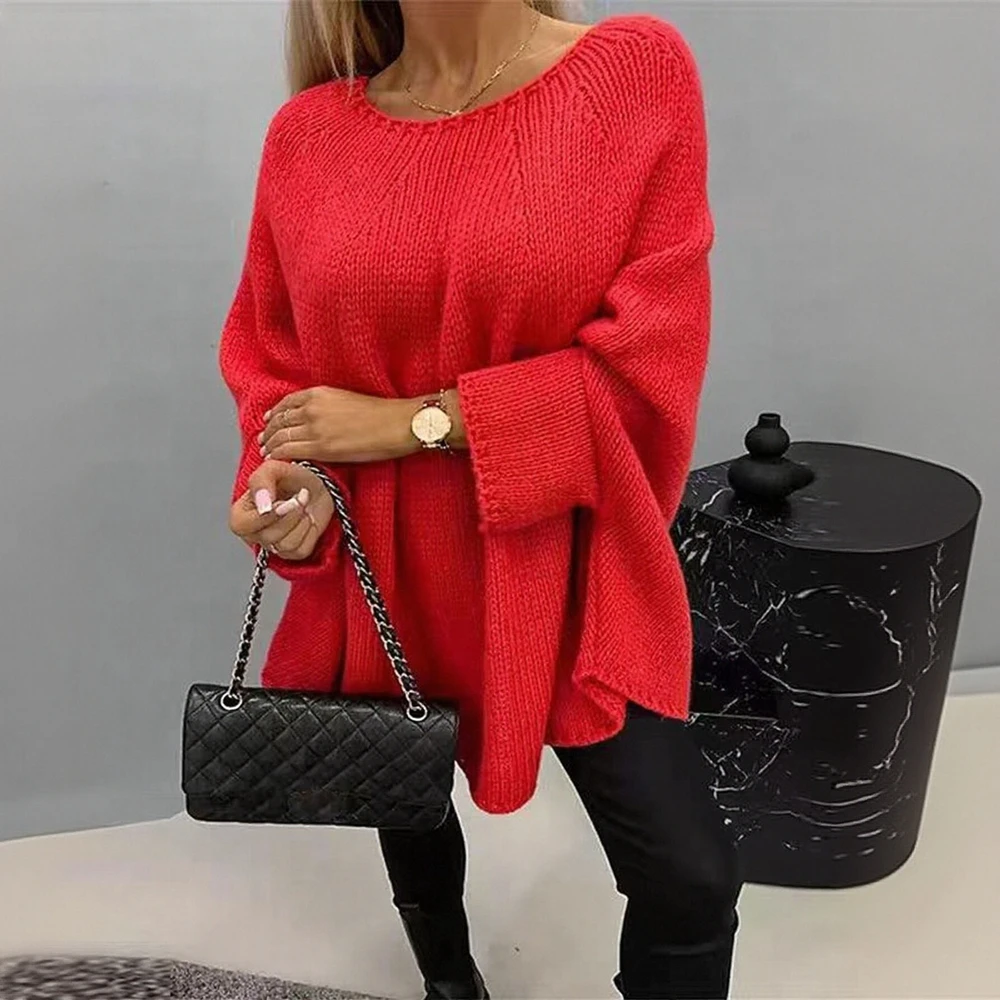 

Women's Long Sleeve round Neck Sweater Autumn Winter Fashion Elegant Plain Casual Chic Cozy Top for