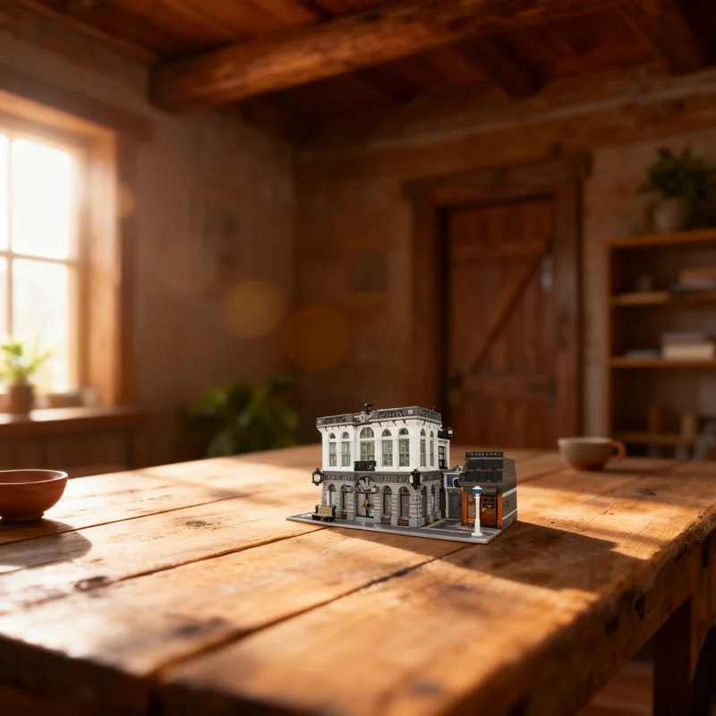 

3965 деталей MOC: Модульная модель уличной сцены «Банк с кофейней» — Конструктор, креативный подарок, коллекционный декор для детей