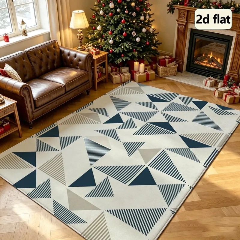 1 Piece of Geometric Triangle Pattern Fabric Carpet, Soft and Comfortable, Suitable for All Seasons, Lightweight and Easy to Maintain, Home Decor, Living Room Decor, Bedroom Decor, Autumn, Winter