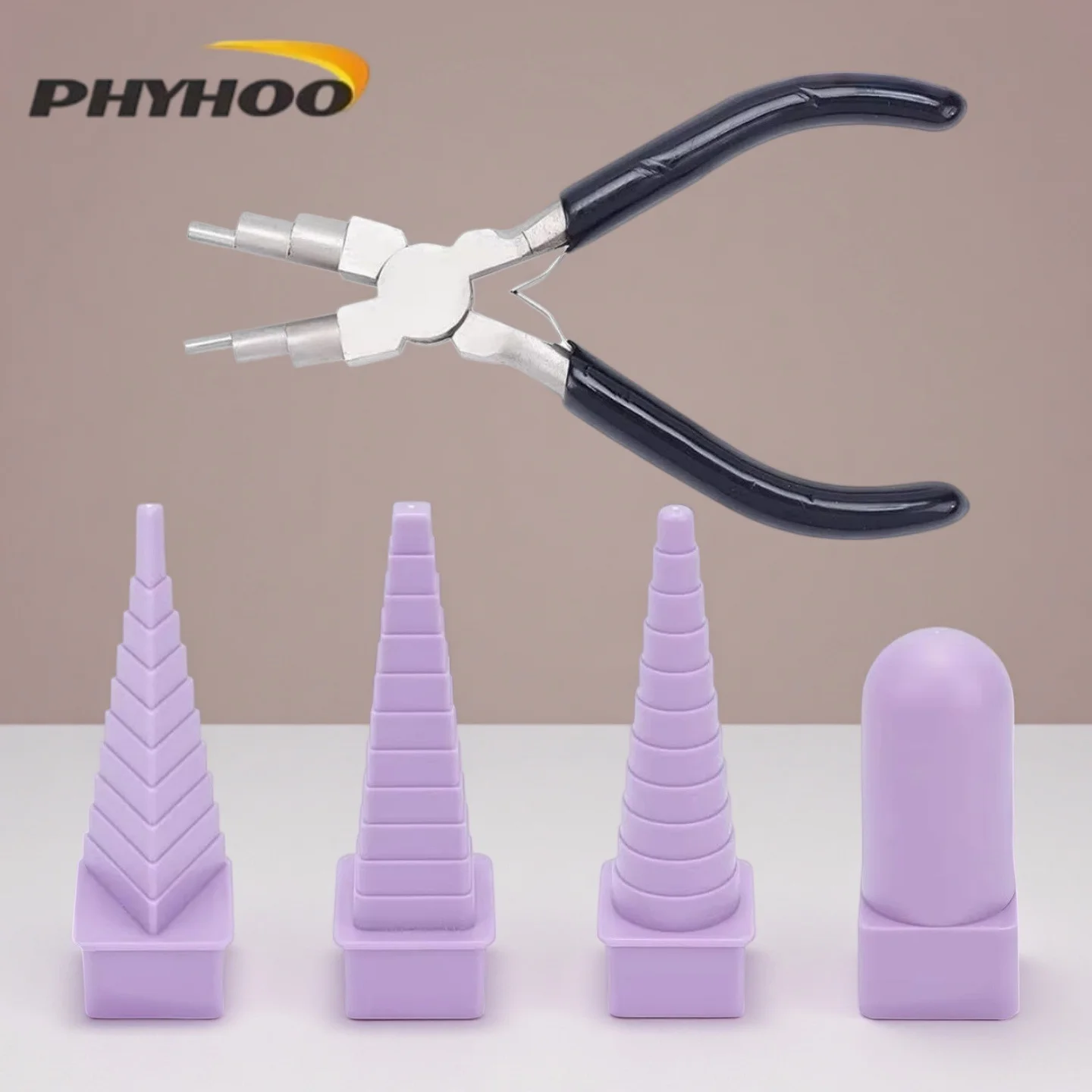 PHYHOO 5-in-1 Schmuckzangen-Set mit Dornen, 5,9 Zoll, Zangen zum Herstellen von Ösen, Drahtwickelwerkzeuge für Biegeringe, Schlaufen und DIY-Bastelarbeiten