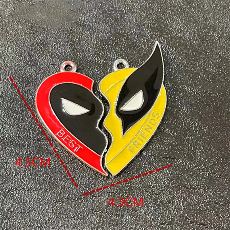 1/5/10 Pairs Disney Deadpool & Wolverine Best Friends Charm Pendant Necklace Keychain DIY Handmade Necklace Cute Accessories