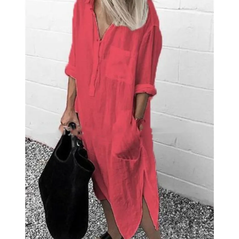 2025 Summer And Autumn Women's Dress Elegant Solid Color Slit And Leg Skirt Simple Nail Buckle Long Lining Dress For Women