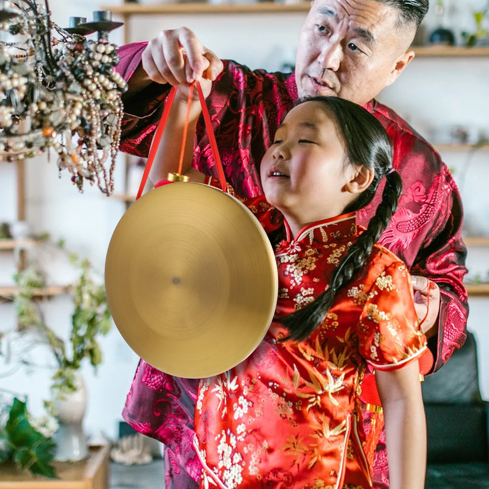 

1 Set Small Alloy Hand Gong With Lanyard Crisp Sound Party Concert Gift Chinese Opera Percussion Instrument Music Instrument