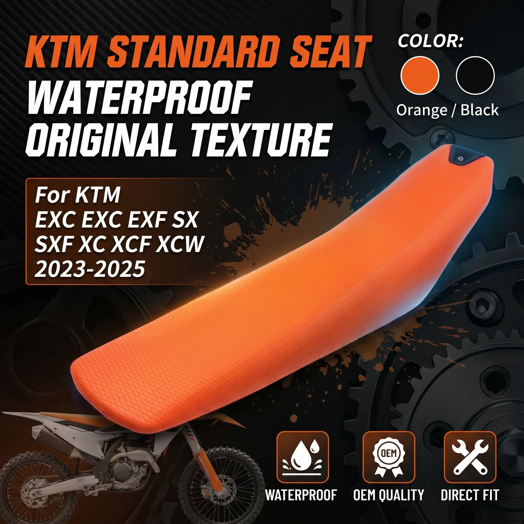 For KTM Off-Road Motorcycle Standard Seat Waterproof Original Texture Cushion EXC EXCF SX SXF XC XCF XCW 2023-2025