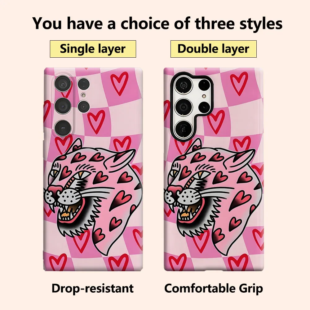 Heart Tiger Luxury Fashion Full Lens Protective Case for Samsung Galaxy S26 S25 S24 A56 A36 Plus Ultra