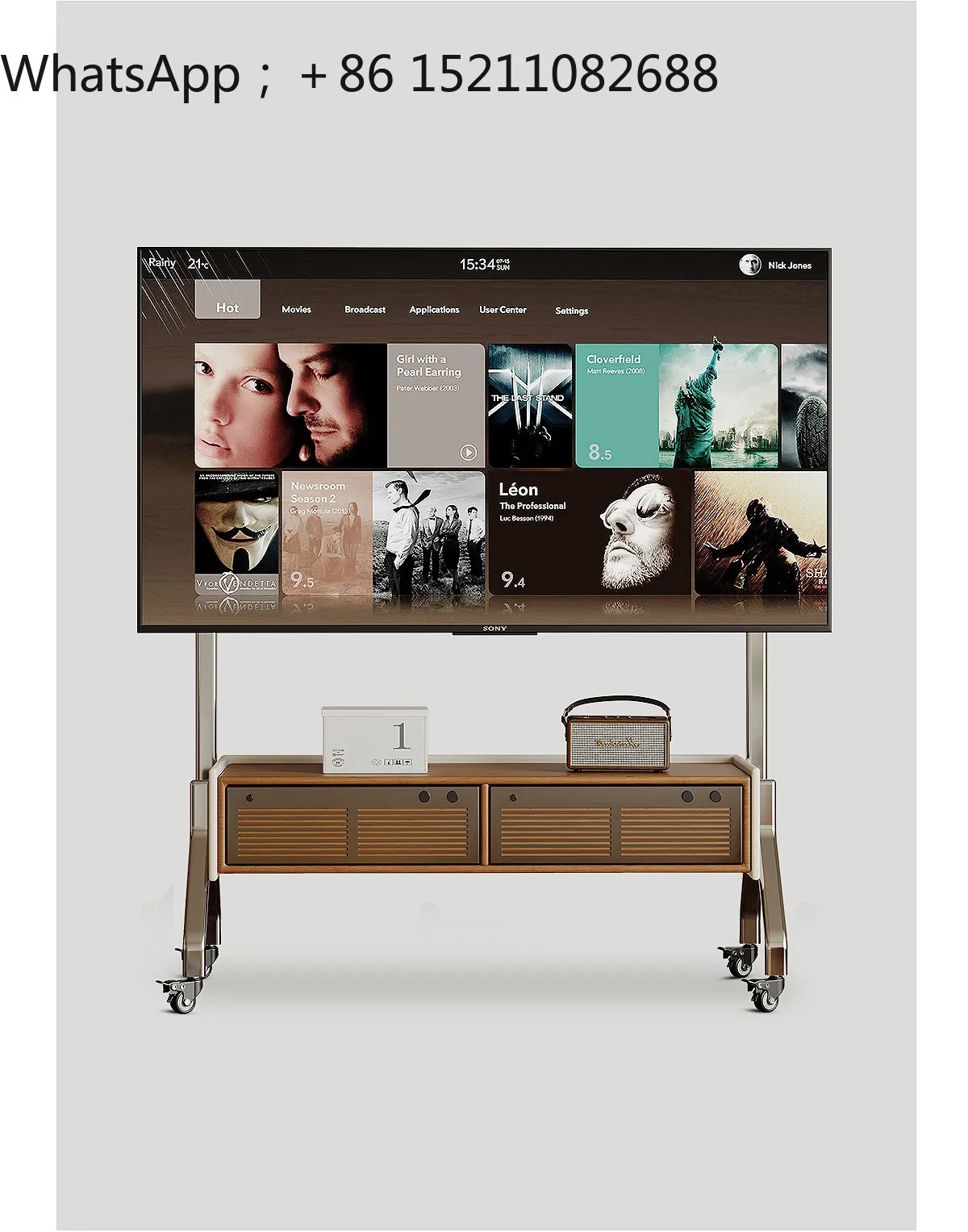 SCY Vintage-Style TV Cabinet for Living Room Home Vintage Small Apartment Solid Wood Mobile TV Stand