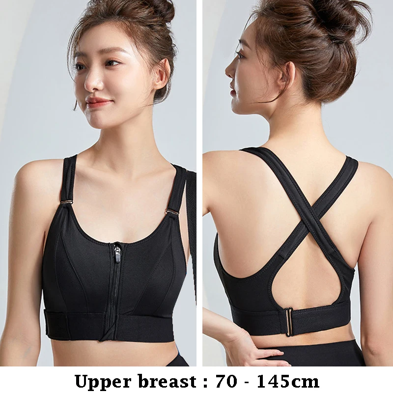 

high quality sport bras for women big size front zipper wireless push up training fitness gym fashion yoga vest underwear