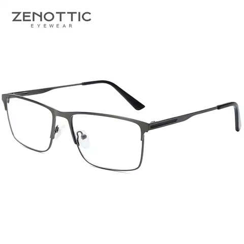 ZENOTTIC Men Titanium Alloy Optical Glasses Frame Fashion Male Square Eyewear Ultralight Metal Non-Prescription Eyeglasses
