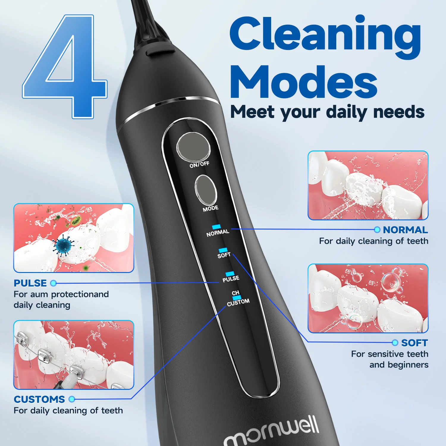 Mornwell-irrigador Oral F18, irrigador Dental para blanqueamiento Dental, limpiador de tanque de agua de 200ml, lavadora bucal, chorro de agua Dental