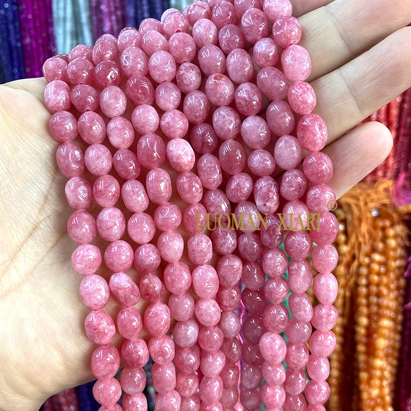 8x10MM Natuursteen Toermalijn Lavendel Aquamarijn Chalcedoon Losse Spacer Kralen voor Sieraden Maken Diy Armband Accessoires